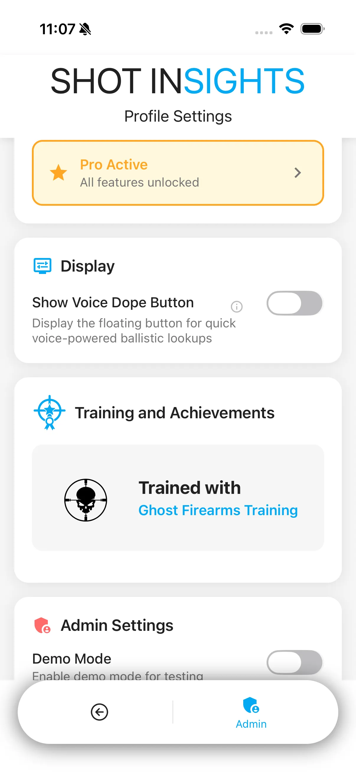 Display options in app settings