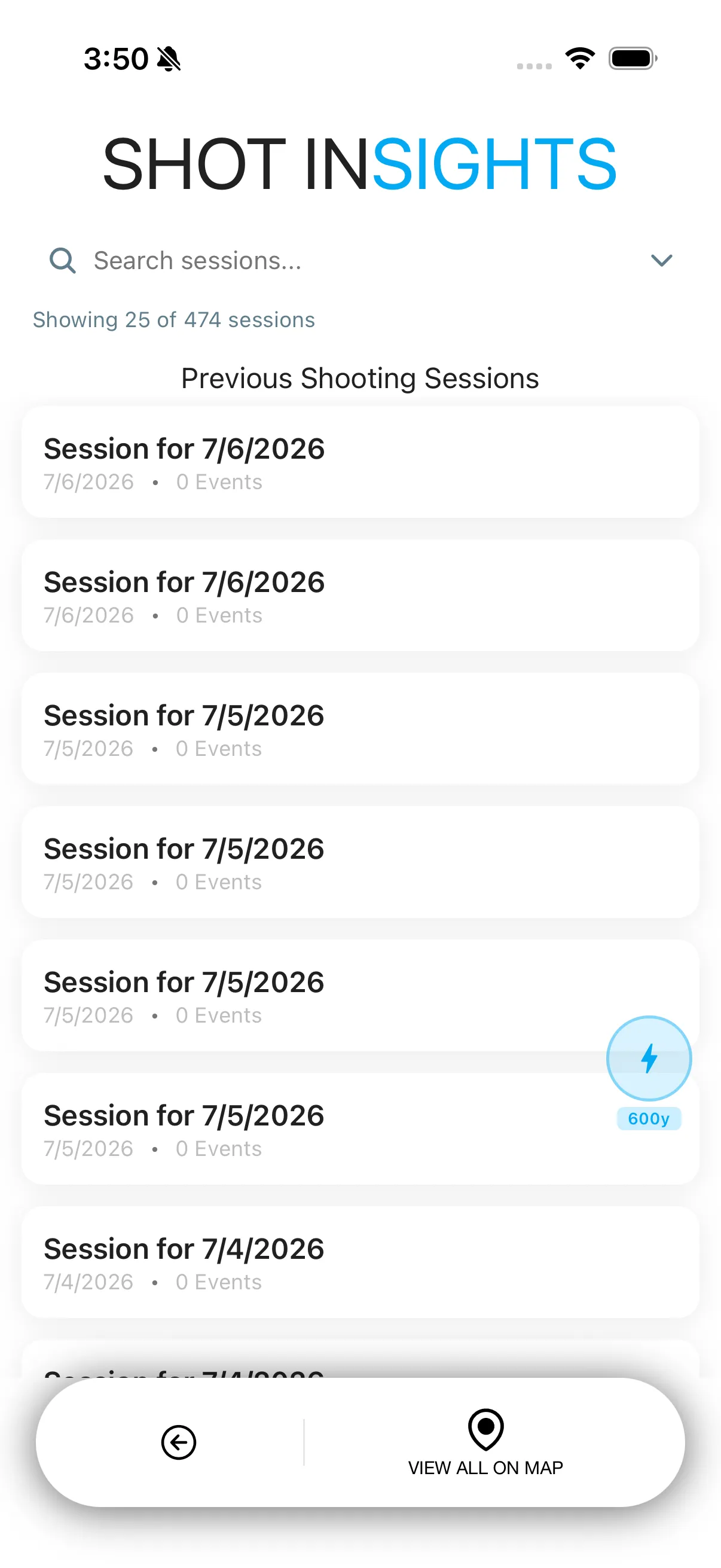 Sessions history list